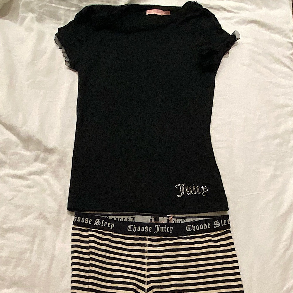 Juicy couture modal crystal PJ sleep Shirt S black
